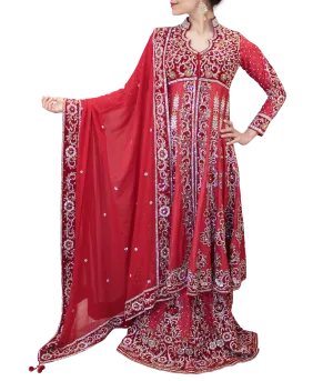 RED BRIDAL LACHA STYLE
