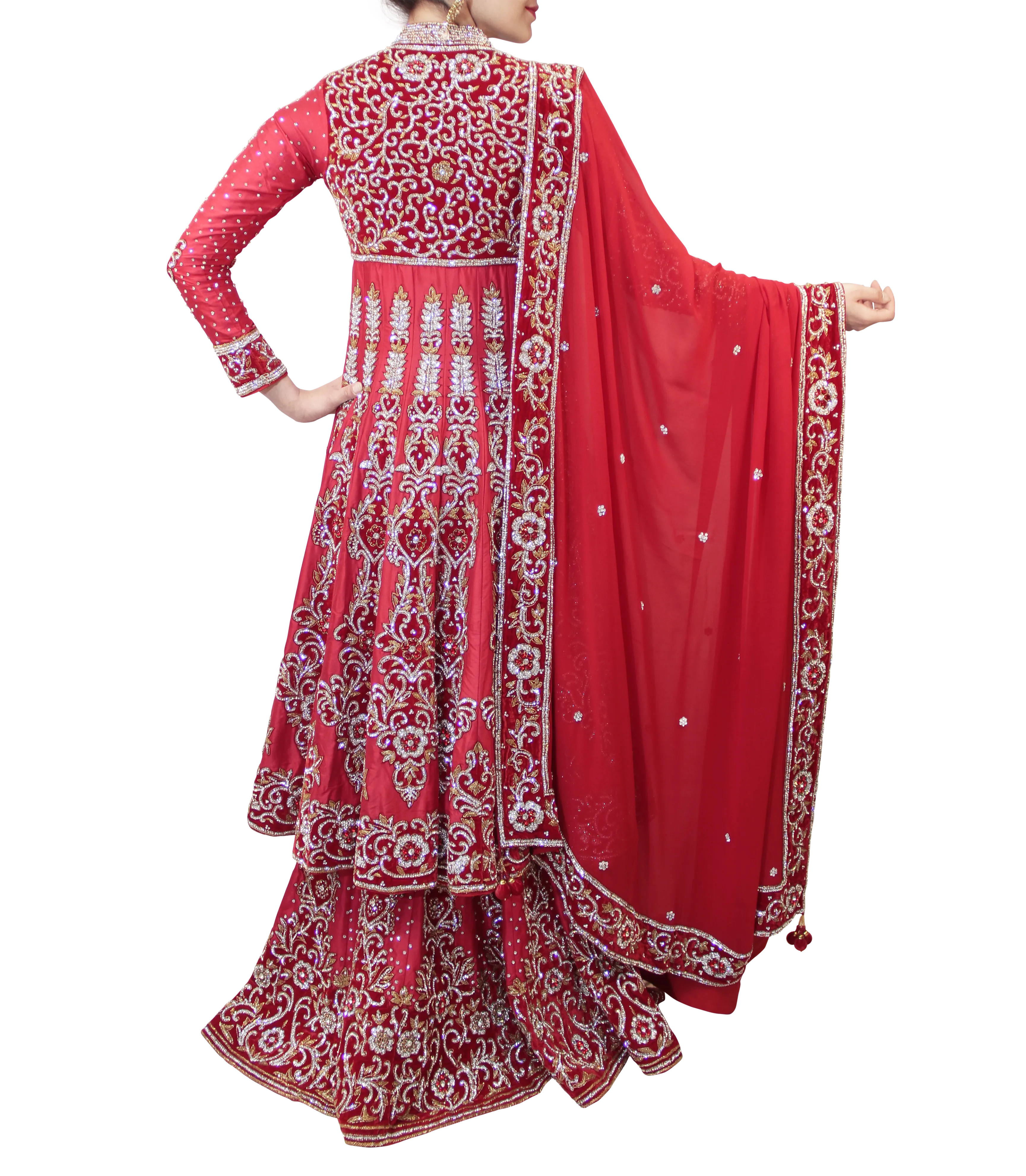 RED BRIDAL LACHA STYLE