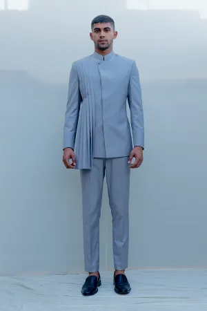 Regnant - Grey Indo Western Pleated Jacket Set