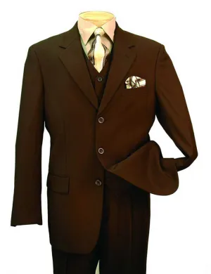 Regular Fit 3 Piece Single Breasted Suit (Brown) 3TR-3