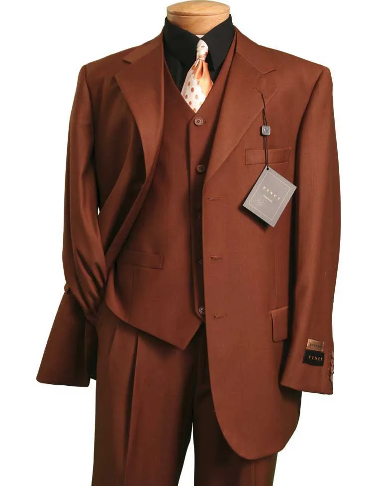 Regular Fit 3 Piece Single Breasted Suit (Cognac) 3TR-3