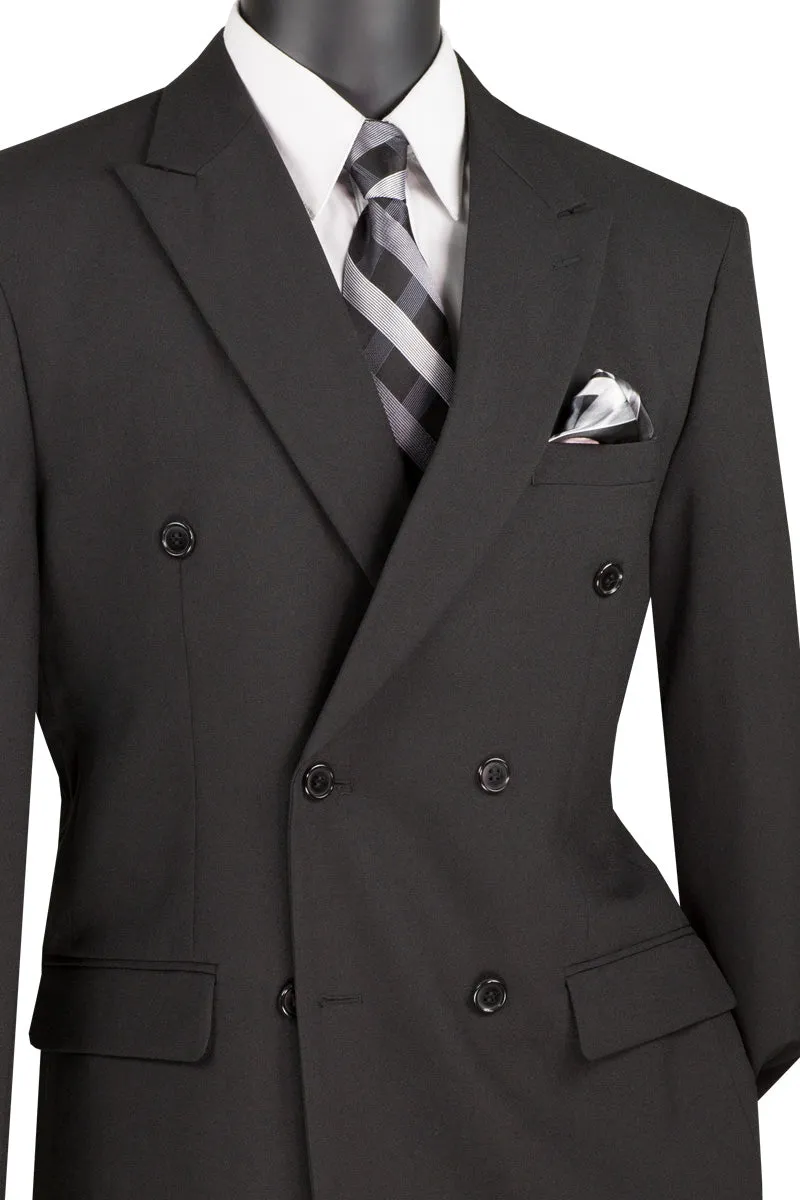 Regular Fit Double Breasted 2 Piece Suit (Black) DPP