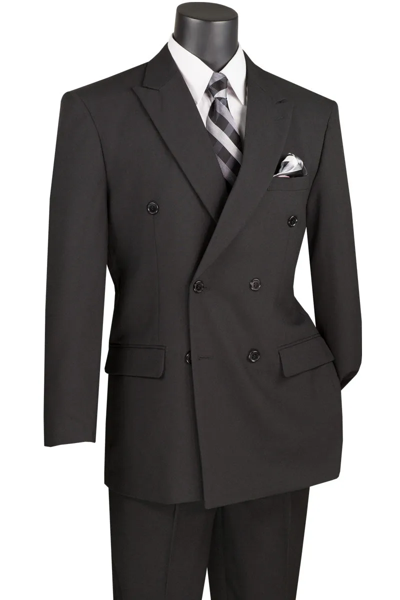 Regular Fit Double Breasted 2 Piece Suit (Black) DPP