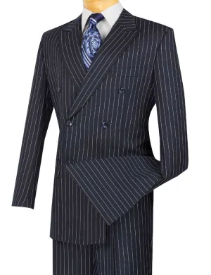 Regular Fit Double Breasted Stripe 2 Piece Suit (Navy) DSS-4