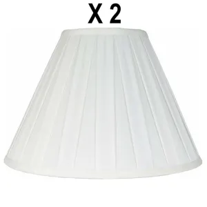 Retails $165 New set of 2 Empire Box Pleat Lamp Shades, 8" Top, 16" Bottom, 11" Slant - Off White