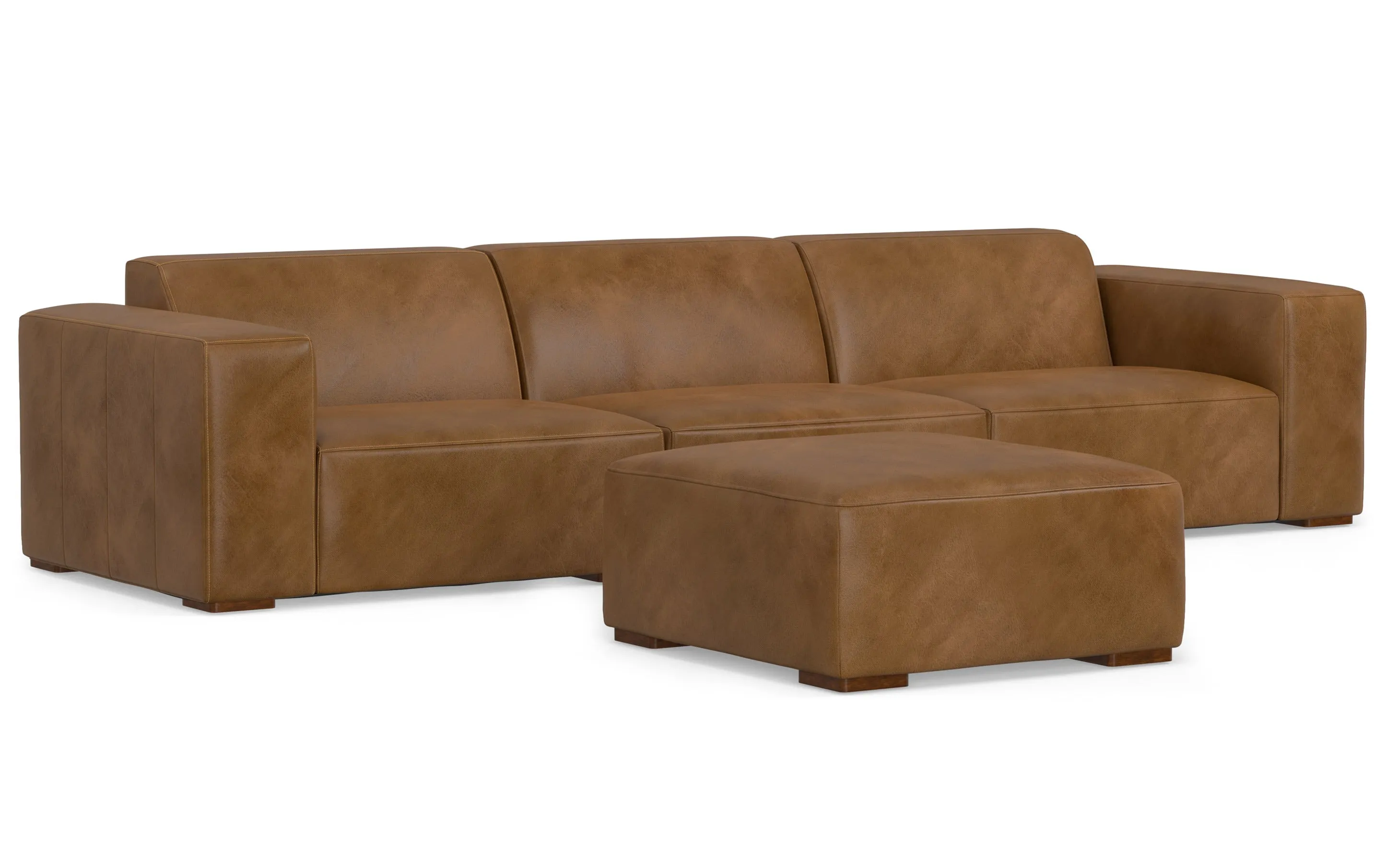 Rex 3 Seater Sofa and Ottoman in Genuine Leather
