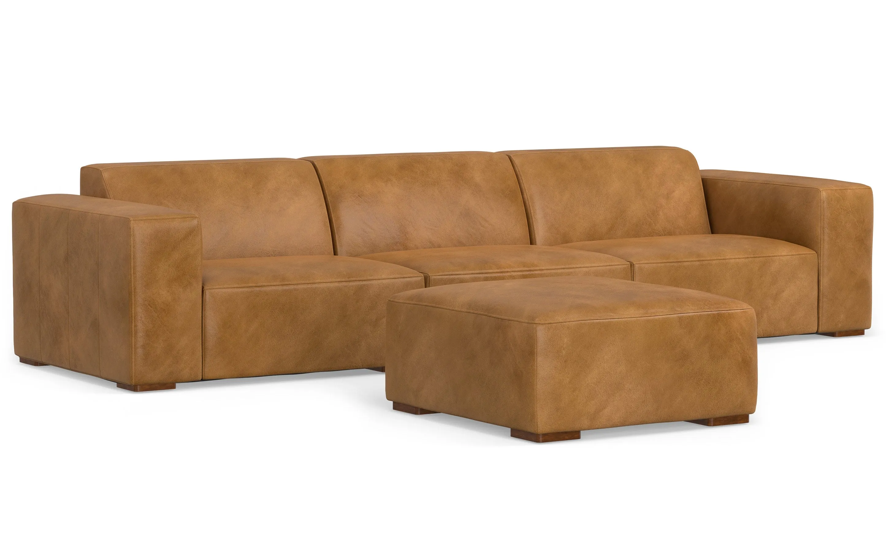Rex 3 Seater Sofa and Ottoman in Genuine Leather