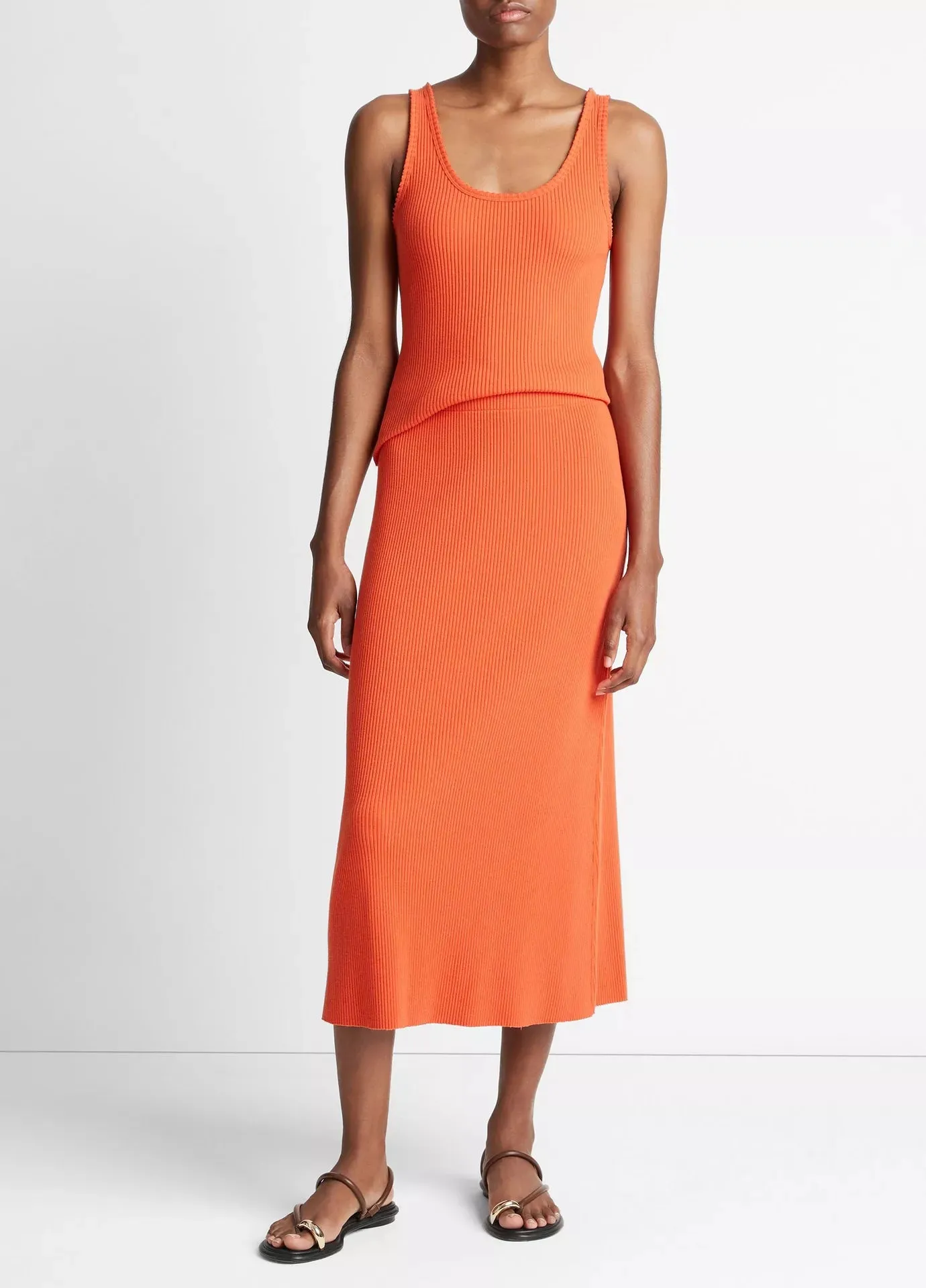 RIBBED COTTON BLEND SKIRT IN RUBY DUSK