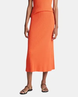 RIBBED COTTON BLEND SKIRT IN RUBY DUSK
