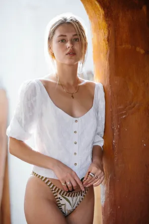Romeo Blouse - White Floral Embroidery