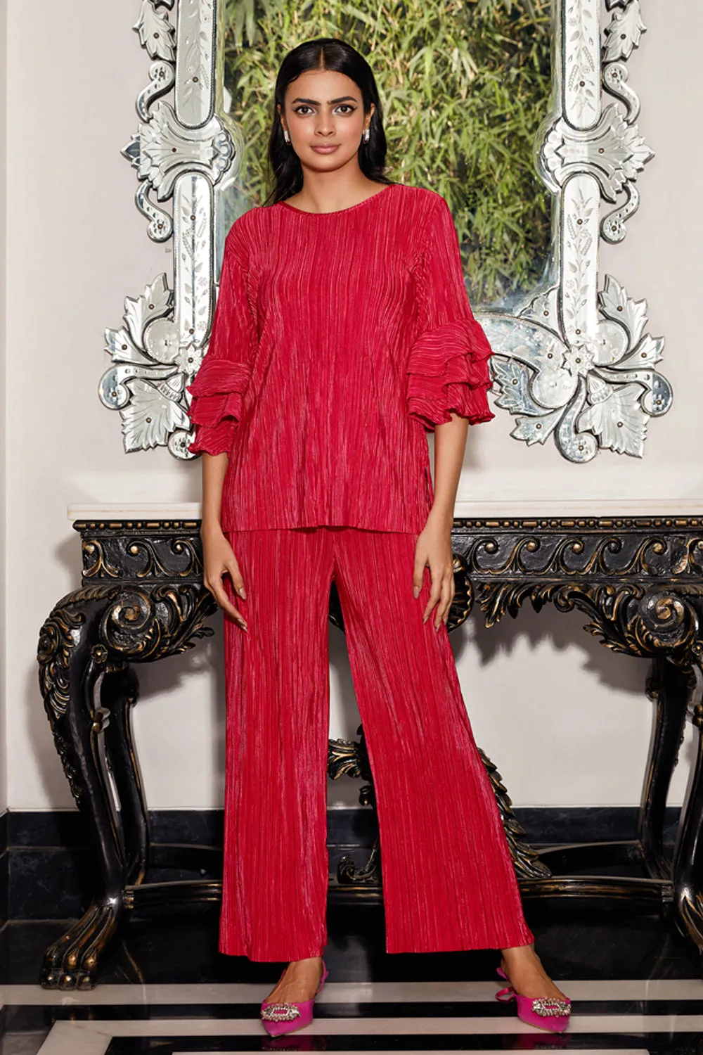 Ruffle Duffle Pleated Co-Ord Set