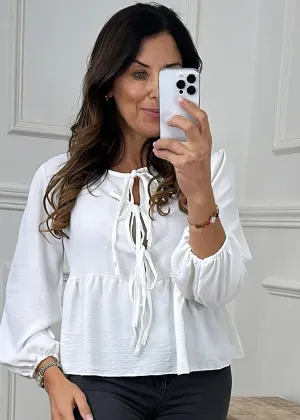 Sadie Cream Bow Tie Blouse