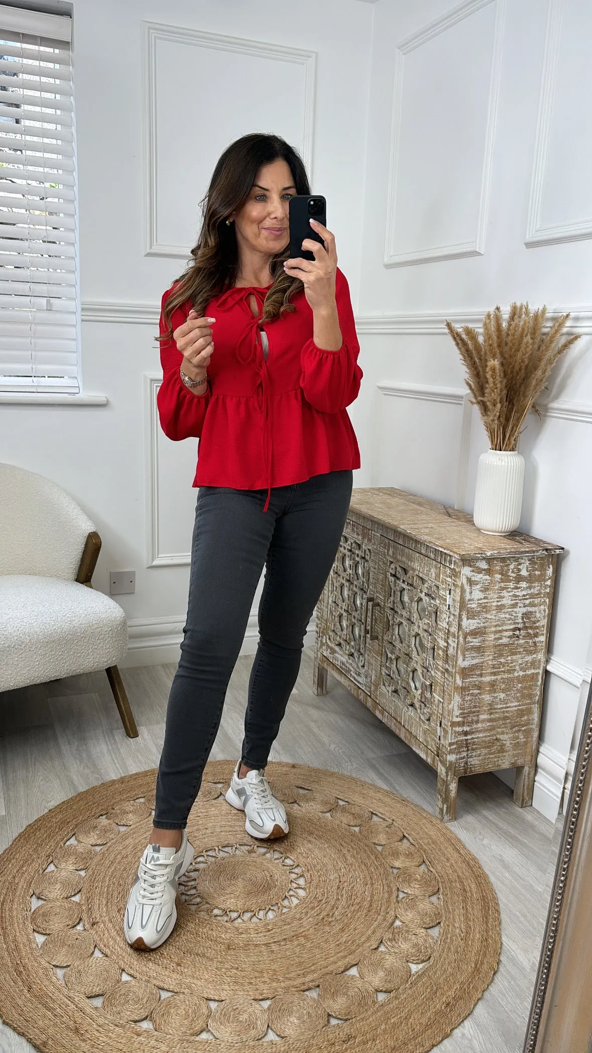 Sadie Red Bow Tie Blouse