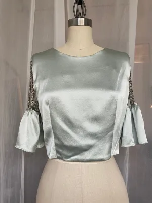 Sage 100% Silk Top with Chains