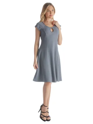 Scoop Neck A Line Dress with Keyhole Detail