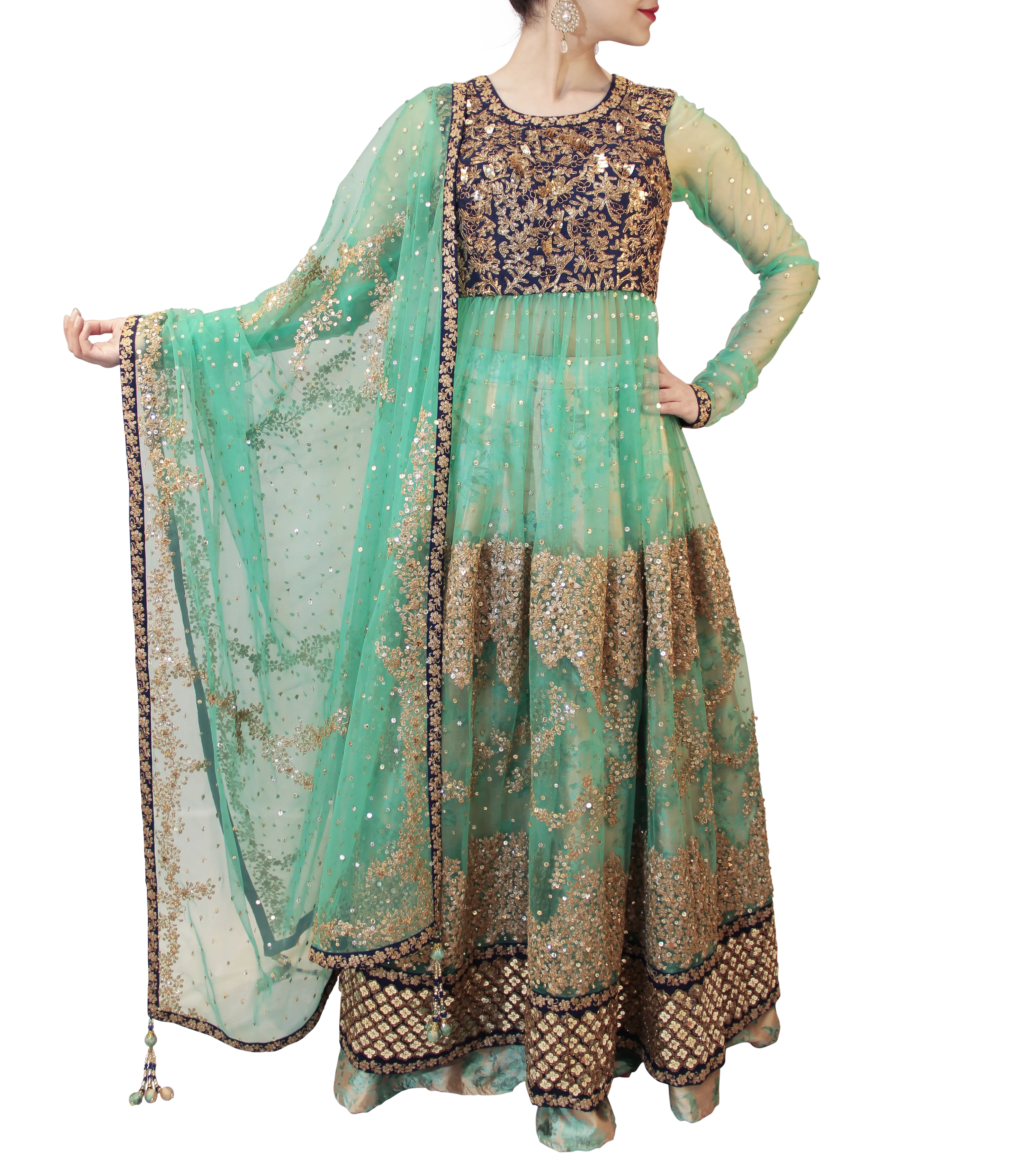 SEA GREEN AND BLUE LACHA STYLE