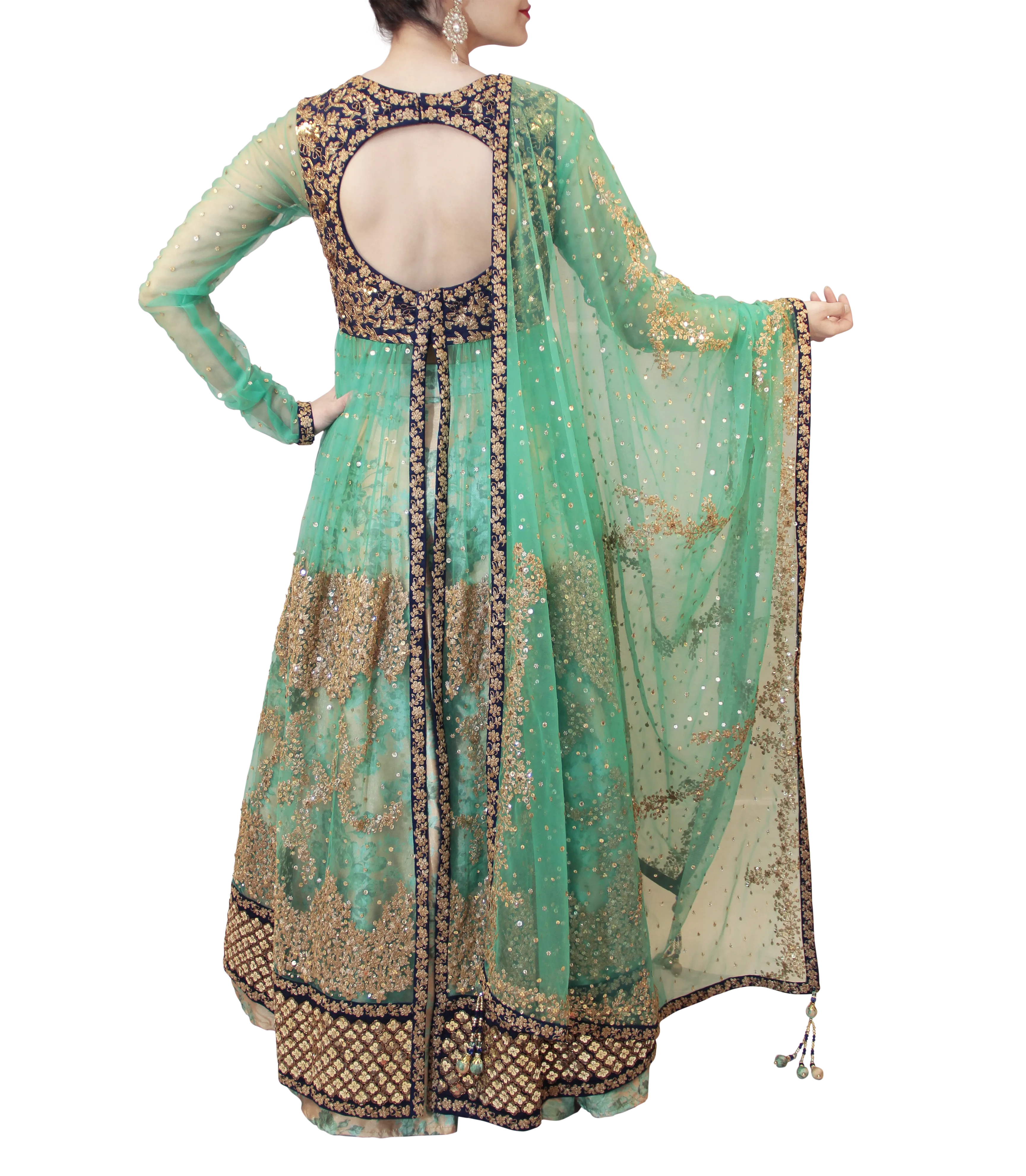 SEA GREEN AND BLUE LACHA STYLE