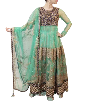 SEA GREEN AND BLUE LACHA STYLE