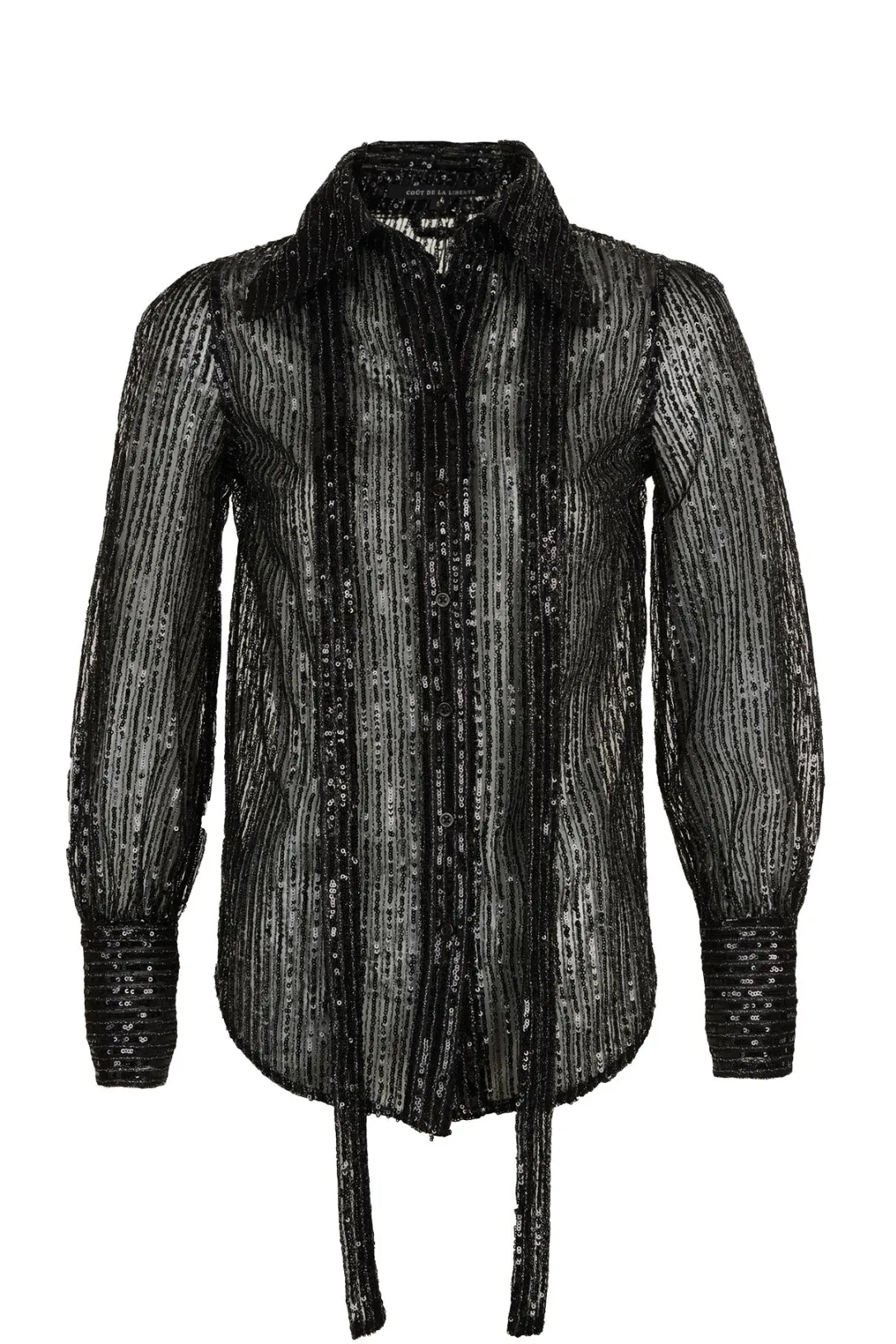 Sequin Tie Blouse | Black