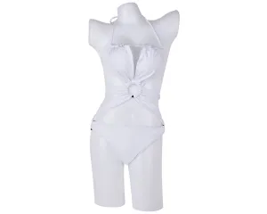 Sexy Bandage Backless Monokini Swimwear - White
