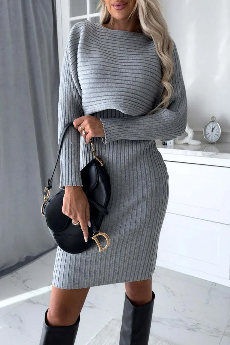 Sexy Solid O Neck Long Sleeve Two Pieces