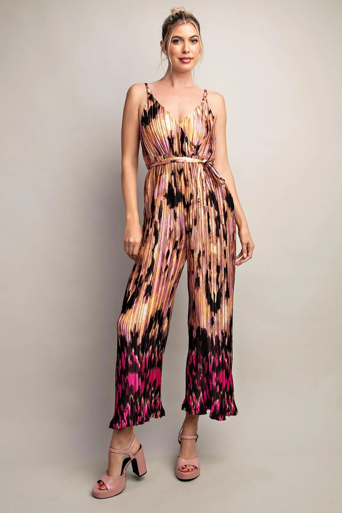 Shades of Roses Pleated Jumpsuit