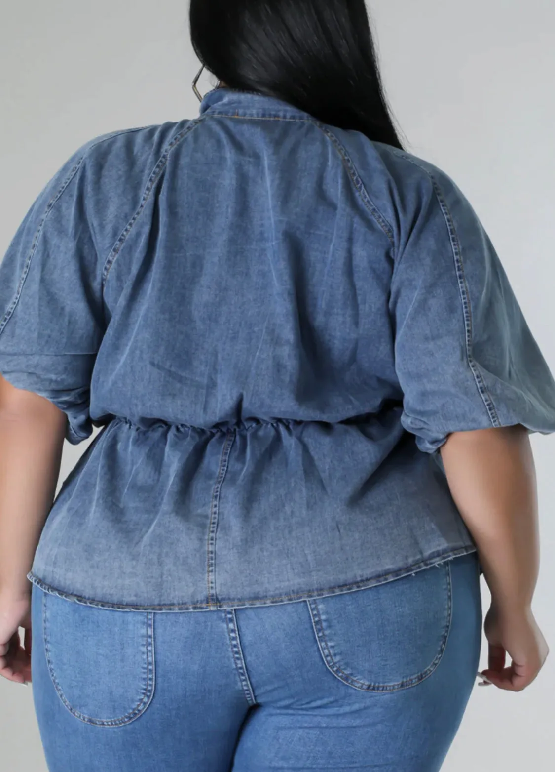 SHINE TAFFETA PEPLUM BLOUSE PLUS