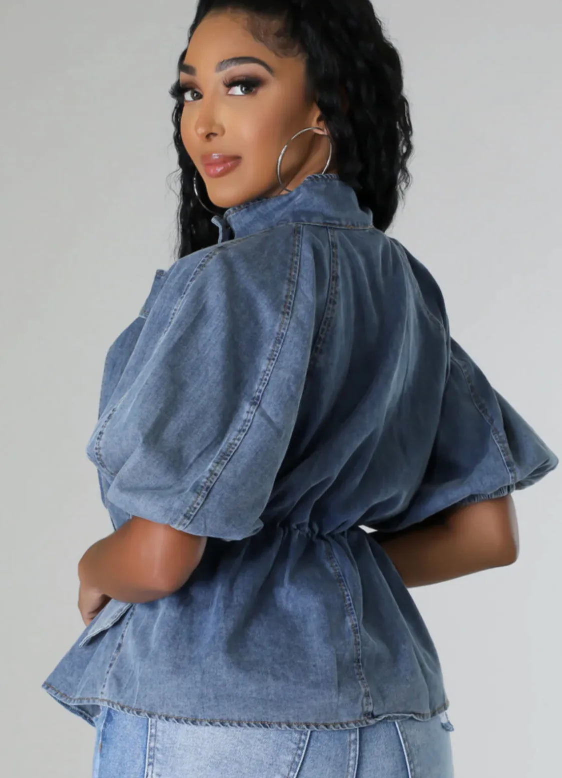 SHINE TAFFETA PEPLUM BLOUSE PLUS