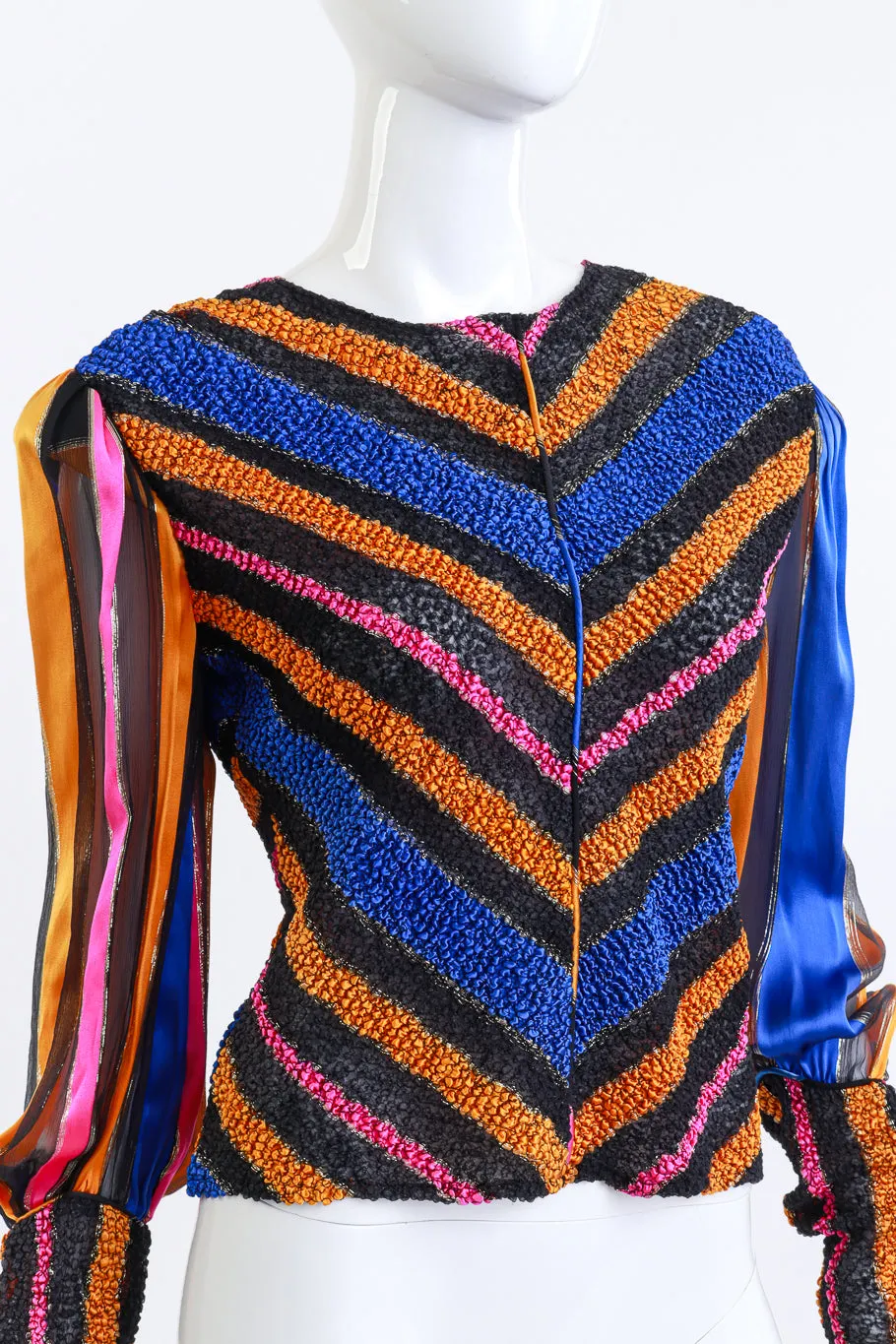 Shirred Chevron Stripe Top
