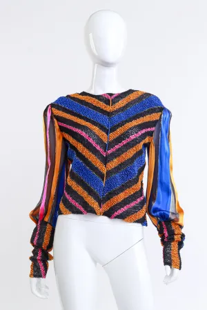 Shirred Chevron Stripe Top
