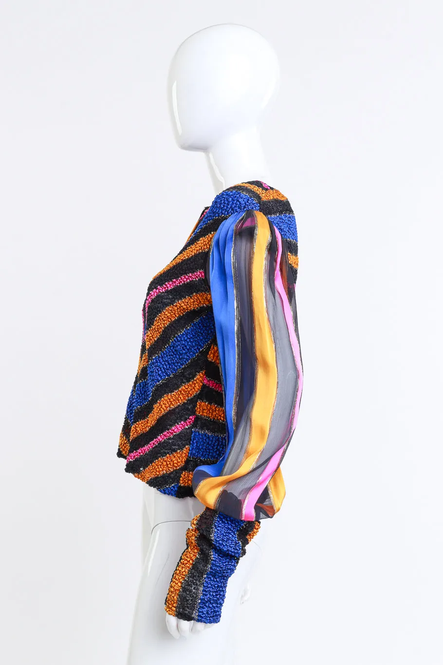 Shirred Chevron Stripe Top