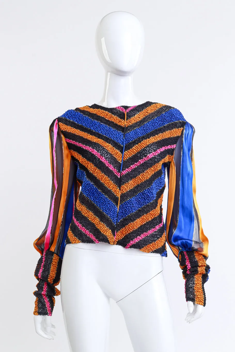 Shirred Chevron Stripe Top