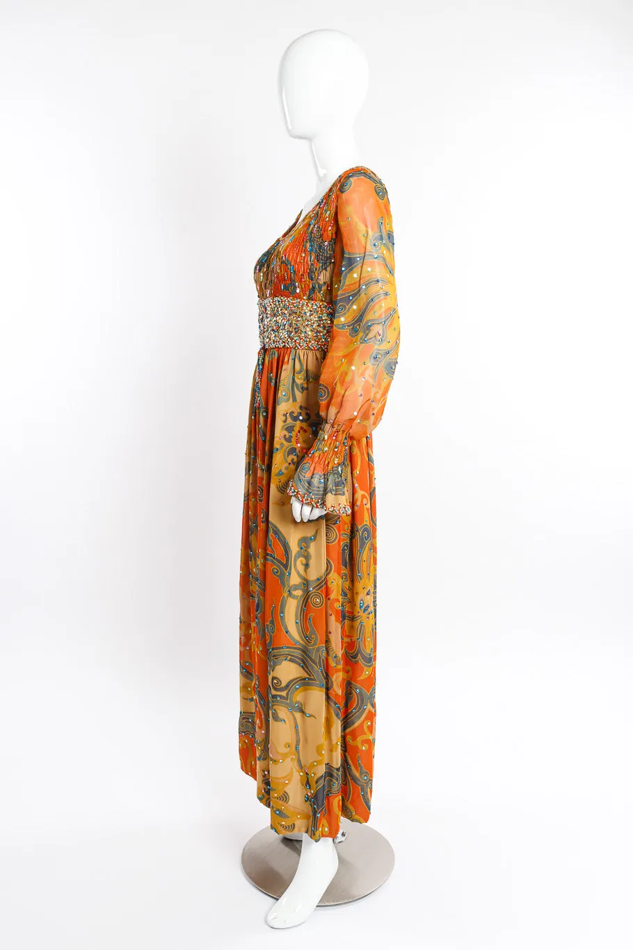 Shirred Sequin Maxi Dress