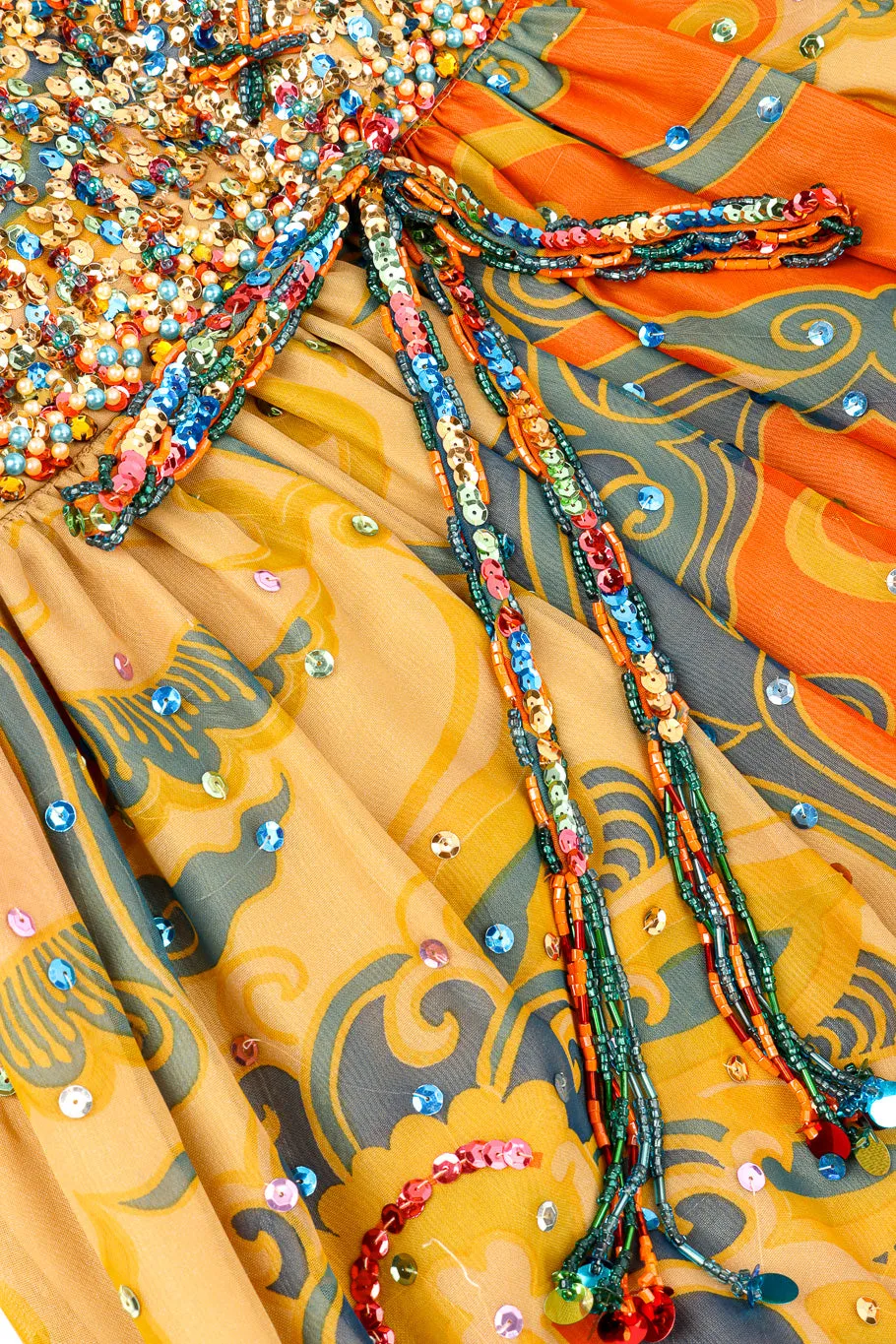 Shirred Sequin Maxi Dress