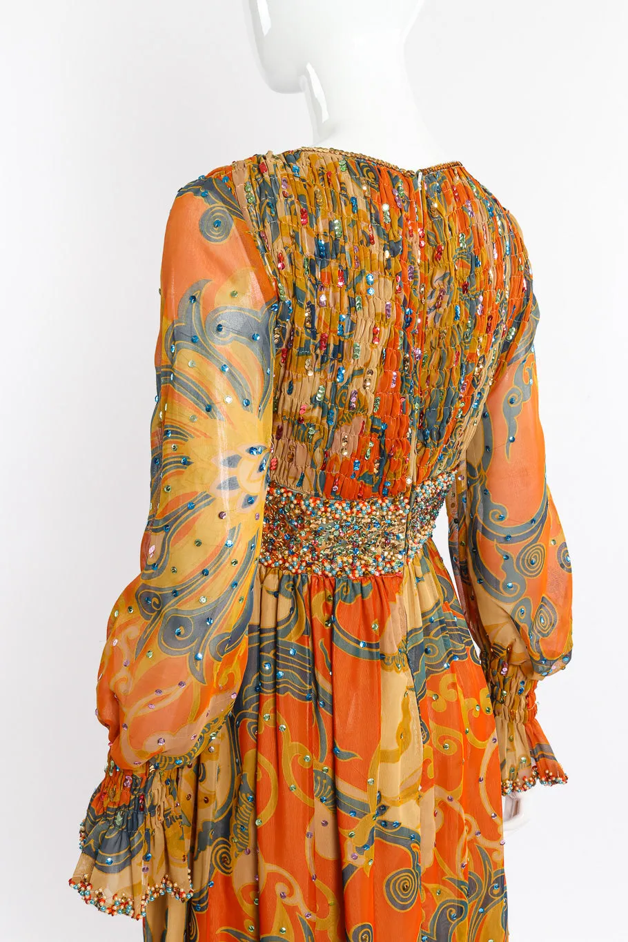 Shirred Sequin Maxi Dress