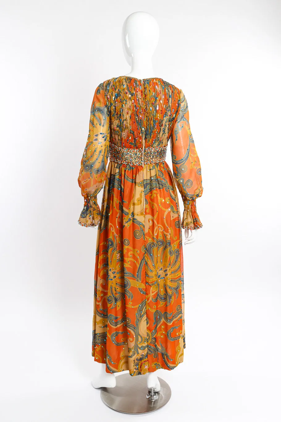 Shirred Sequin Maxi Dress
