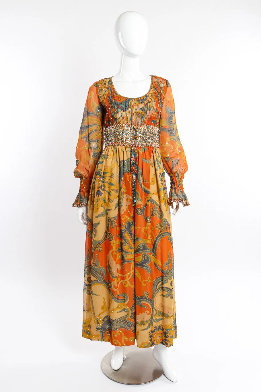 Shirred Sequin Maxi Dress