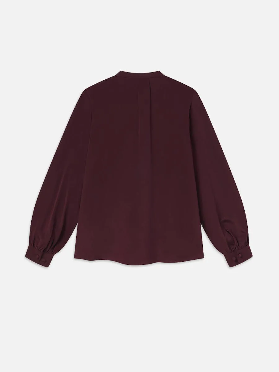 Shirred Tie Front Blouse | Wine