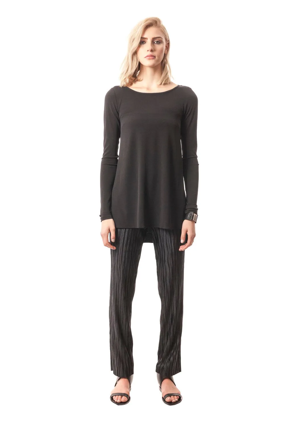 Siena Single-Layer Side-Slit Tunic With Long Sleeves