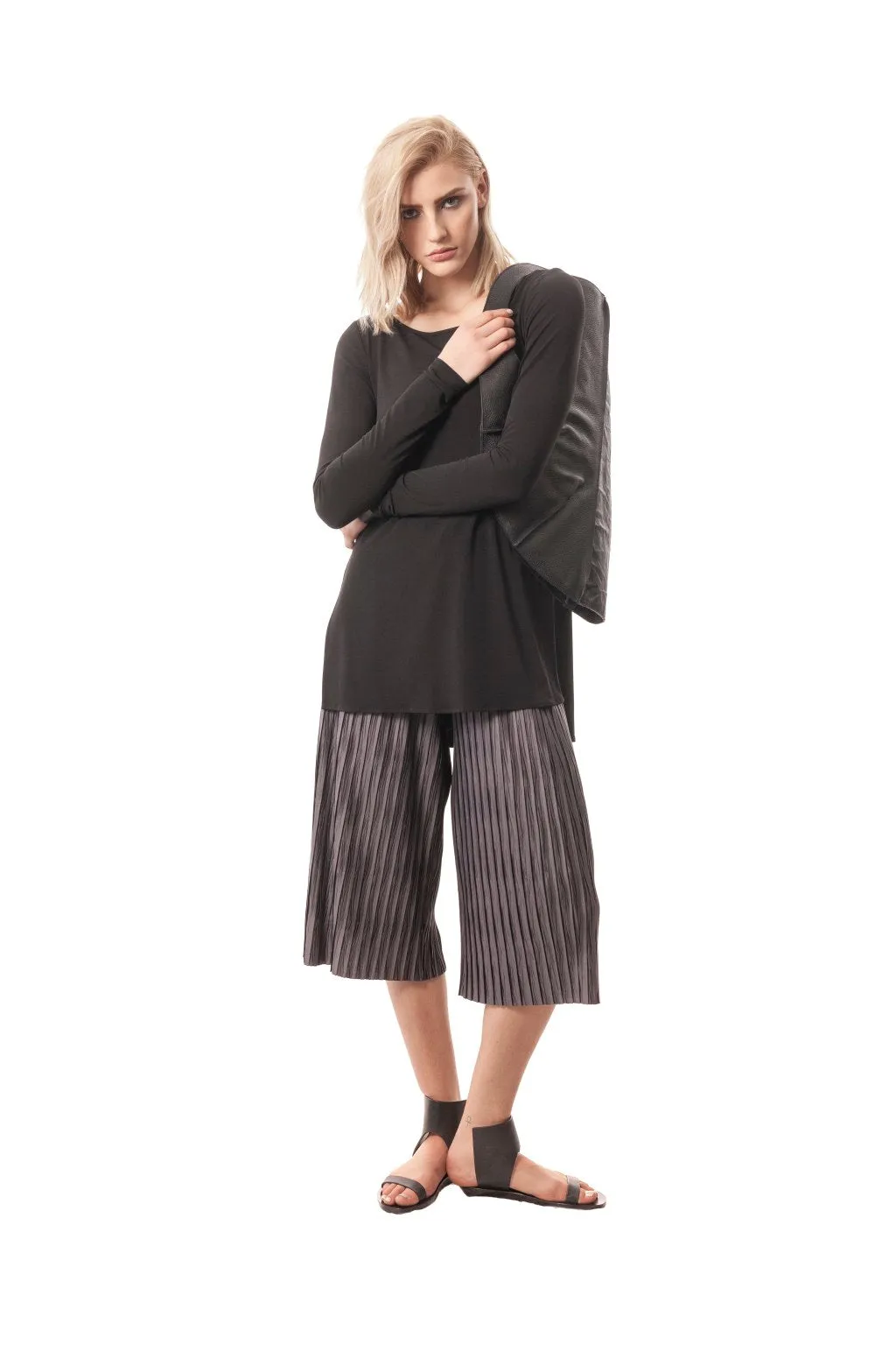 Siena Single-Layer Side-Slit Tunic With Long Sleeves
