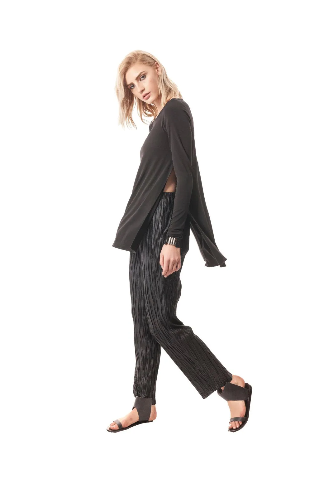 Siena Single-Layer Side-Slit Tunic With Long Sleeves