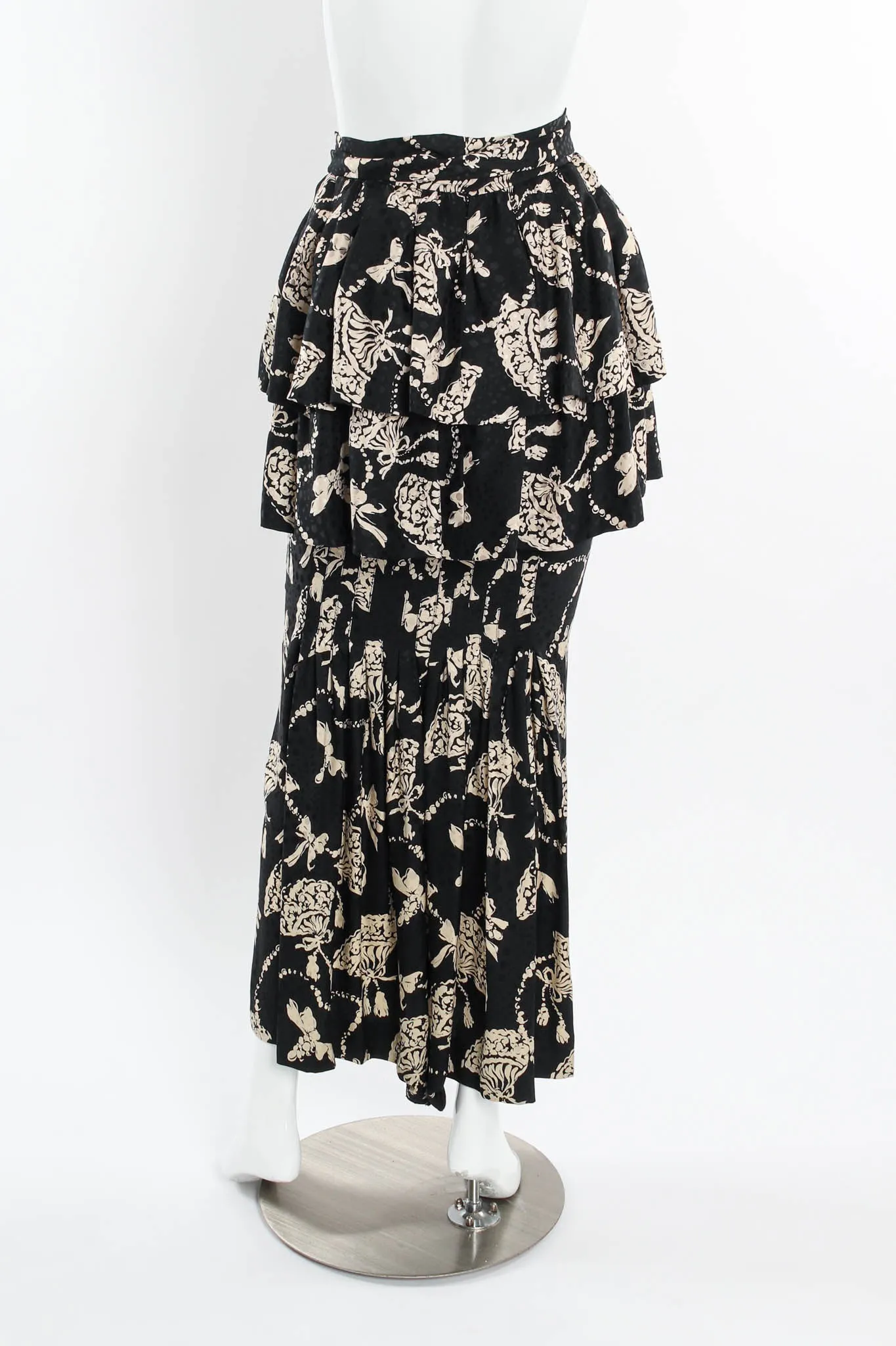 Silk Fan Print Top & Skirt Set
