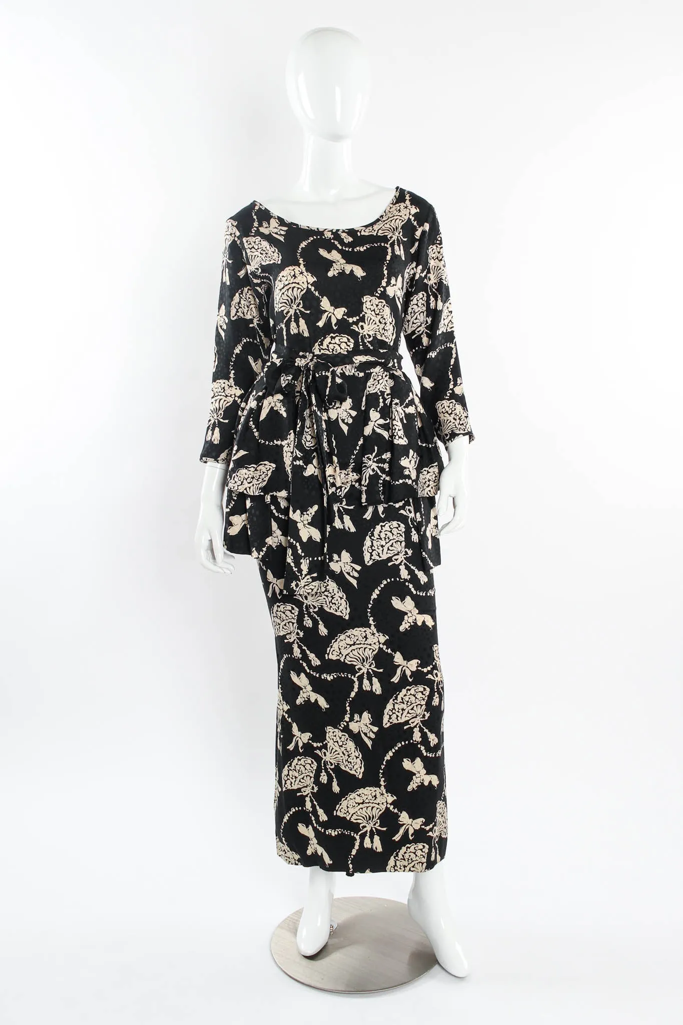 Silk Fan Print Top & Skirt Set