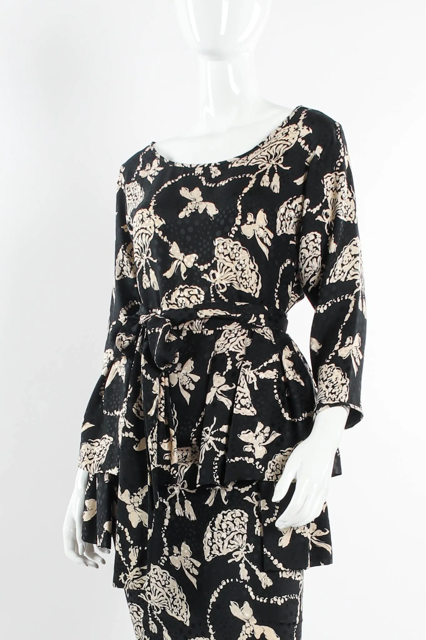 Silk Fan Print Top & Skirt Set