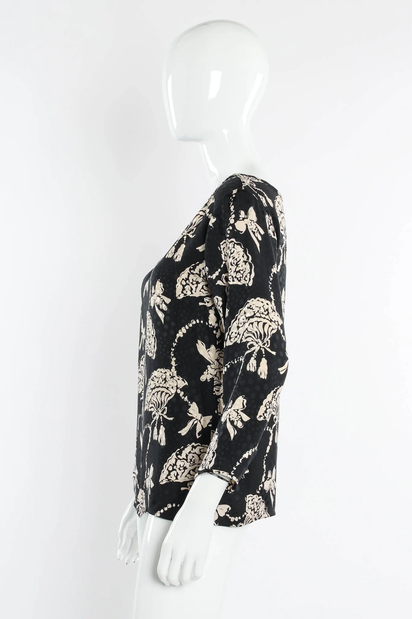Silk Fan Print Top & Skirt Set