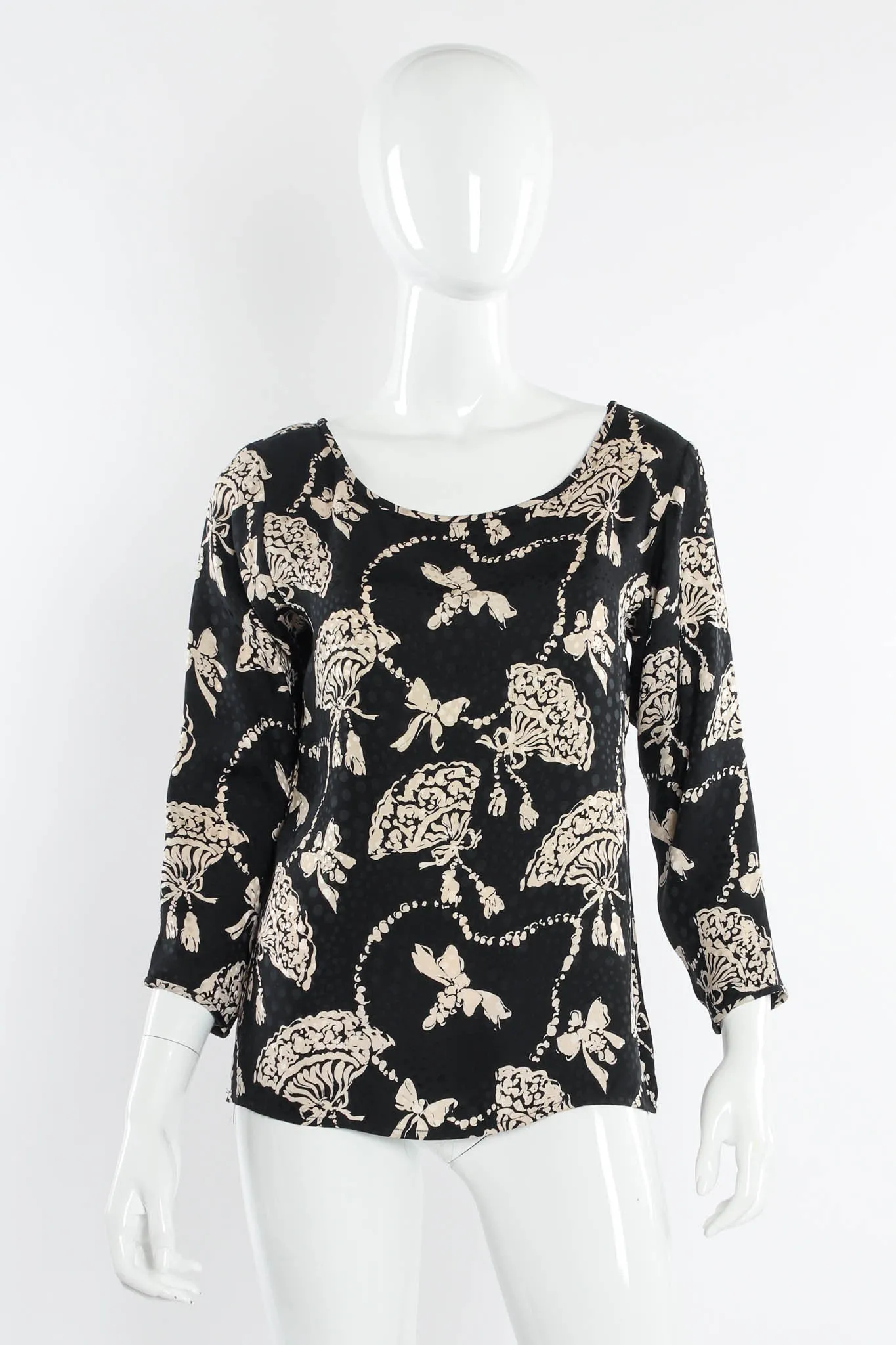 Silk Fan Print Top & Skirt Set
