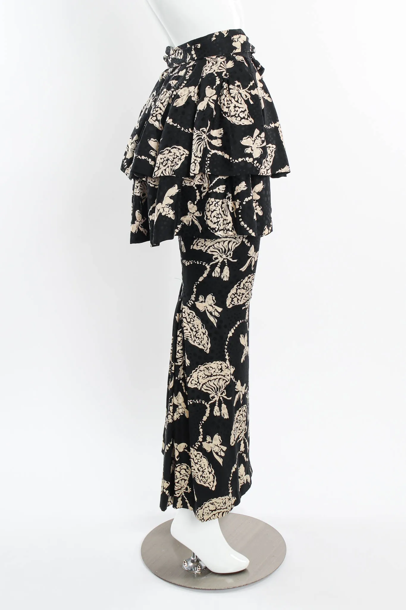 Silk Fan Print Top & Skirt Set