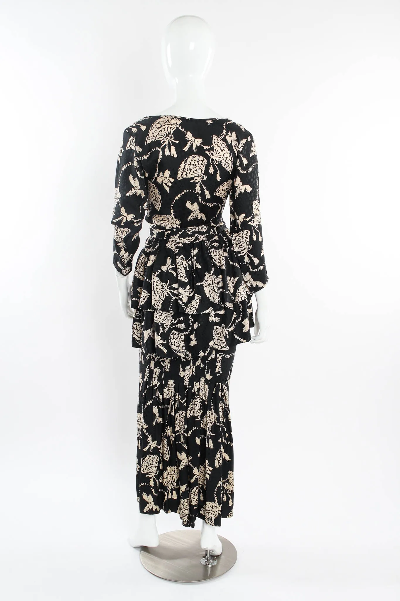 Silk Fan Print Top & Skirt Set