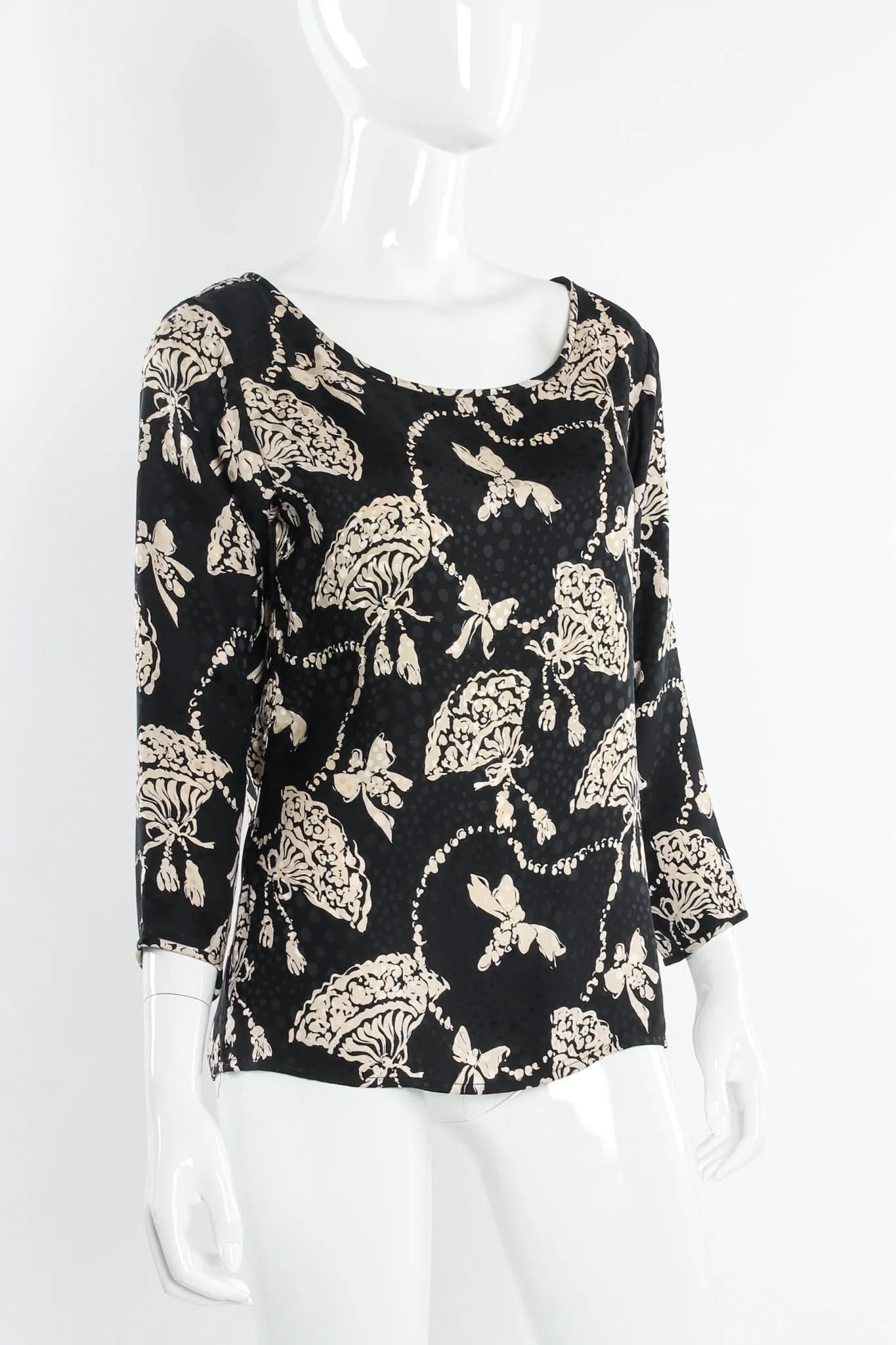 Silk Fan Print Top & Skirt Set