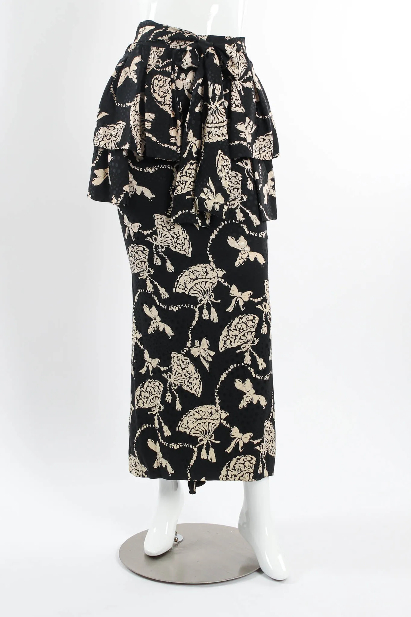 Silk Fan Print Top & Skirt Set